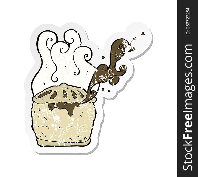 Retro Distressed Sticker Of A Cartoon Meat Pie