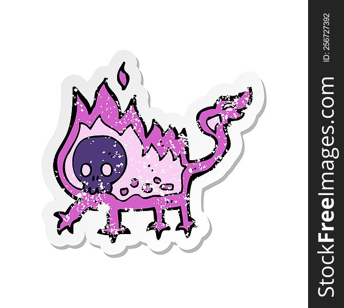 retro distressed sticker of a cartoon little imp