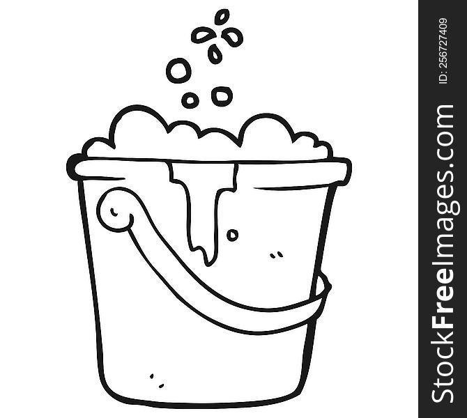 Black And White Cartoon Cleaning Bucket