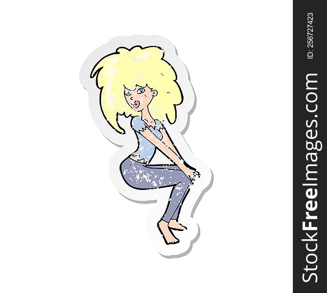 retro distressed sticker of a cartoon woman with big hair
