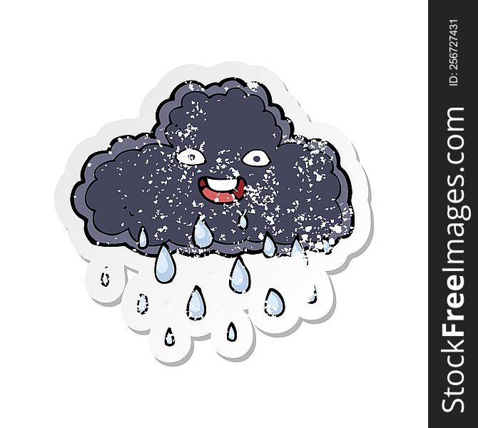 Retro Distressed Sticker Of A Cartoon Raincloud