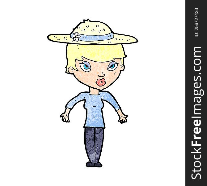 Cartoon Woman In Summer Hat