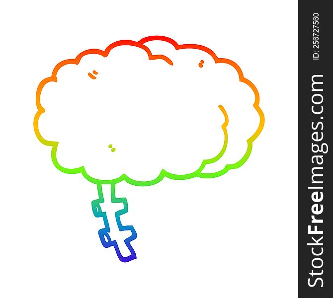 rainbow gradient line drawing of a cartoon brain
