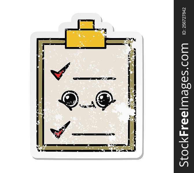 Distressed Sticker Of A Cute Cartoon Check List