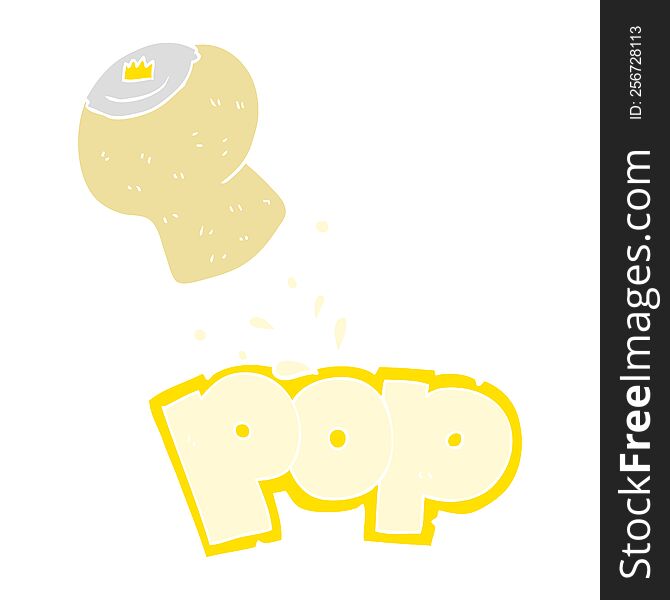 Flat Color Illustration Of A Cartoon Champagne Cork Popping