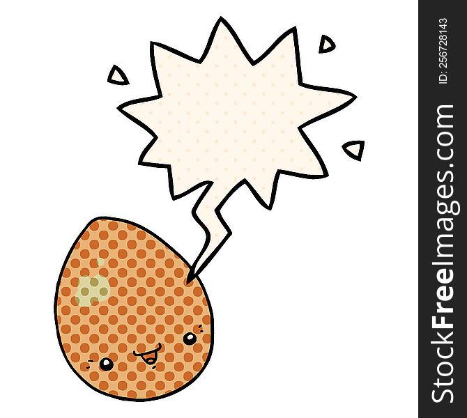 Cartoon Egg And Speech Bubble In Comic Book Style