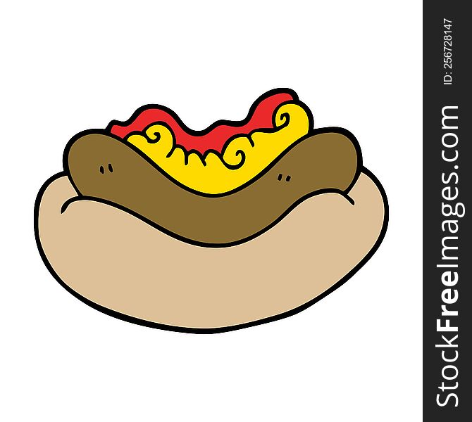 cartoon doodle of a hotdog