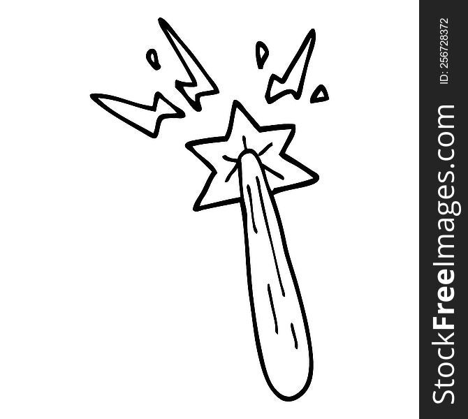 line drawing cartoon magic wand