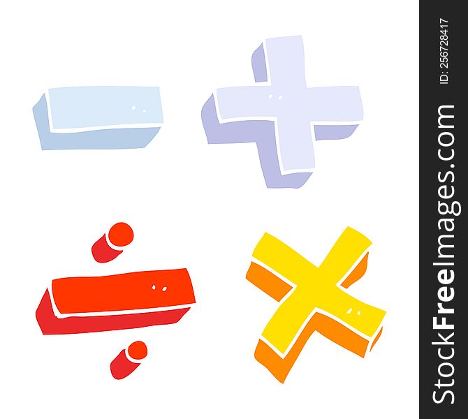 flat color illustration of a cartoon math symbols