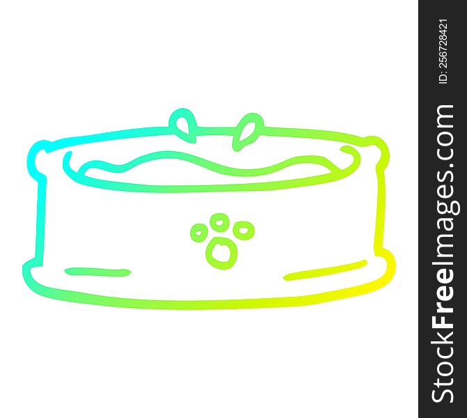 cold gradient line drawing of a cartoon pet bowl