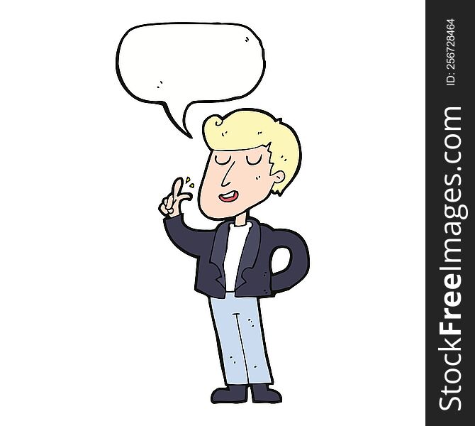 Cartoon Cool Guy Snapping Fingers With Speech Bubble