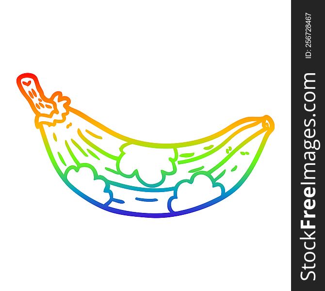 rainbow gradient line drawing of a old banana going brown