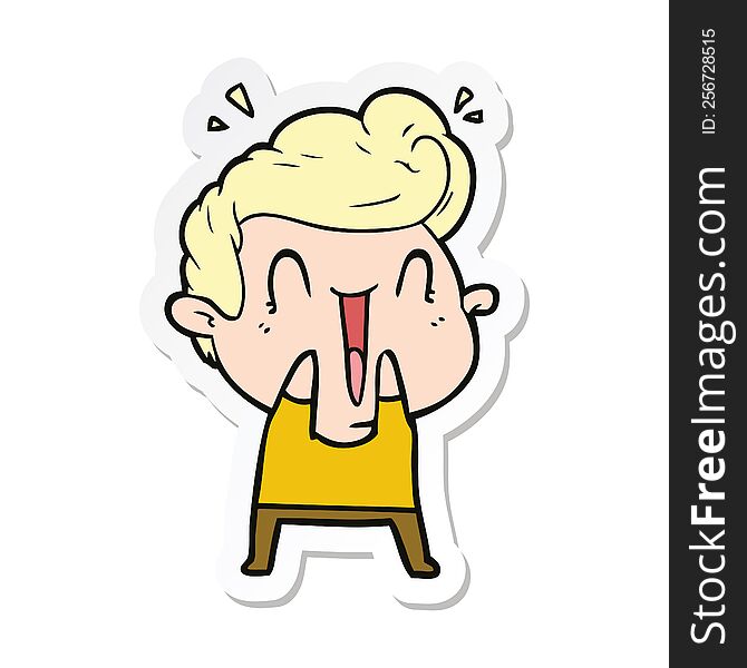 Sticker Of A Cartoon Happy Man Laughing