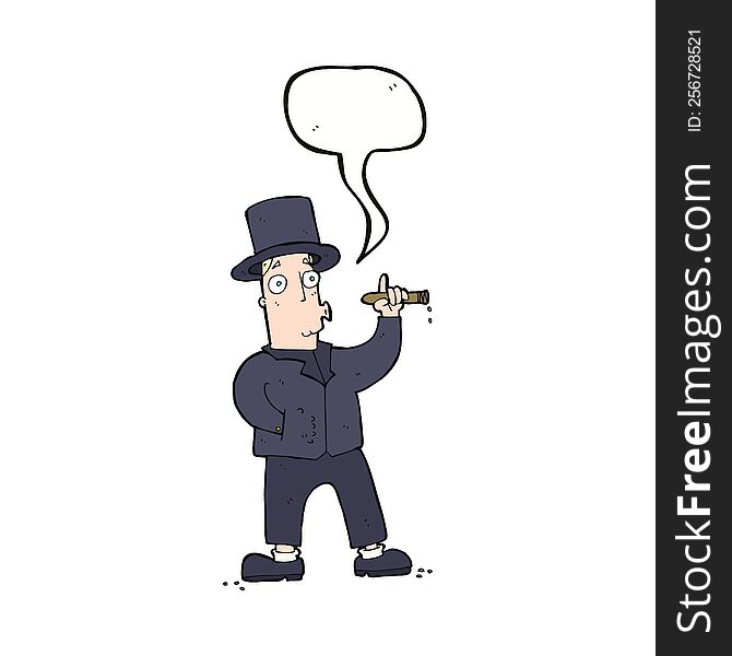 cartoon smoking gentleman with speech bubble