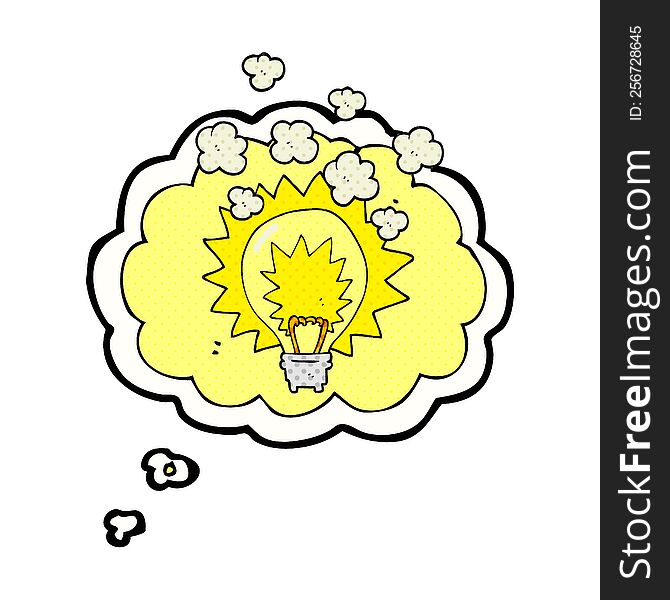 Thought Bubble Cartoon Light Bulb Shining