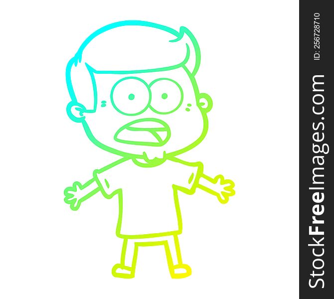 cold gradient line drawing of a cartoon shocked man