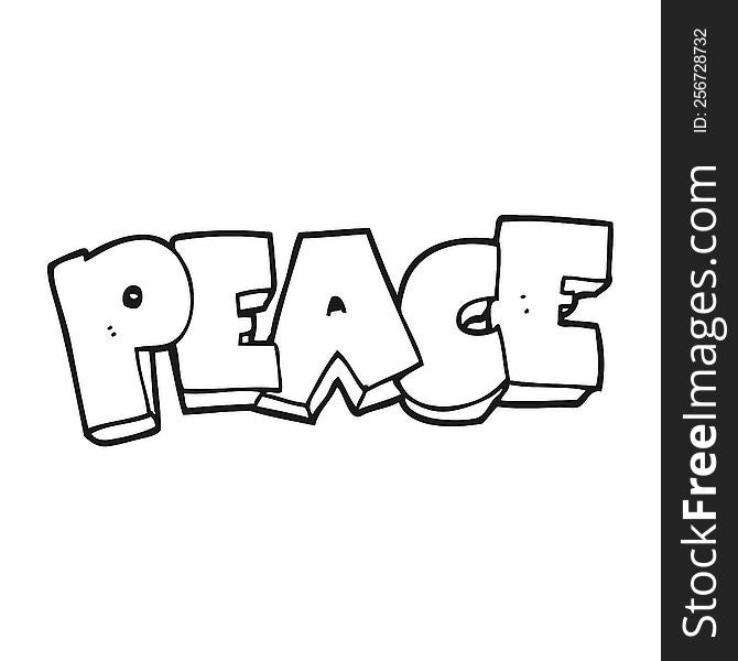 Black And White Cartoon Word Peace