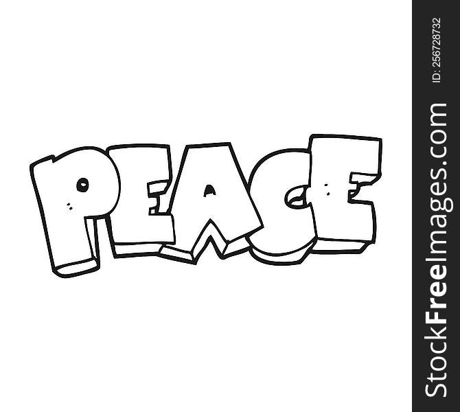 black and white cartoon word peace