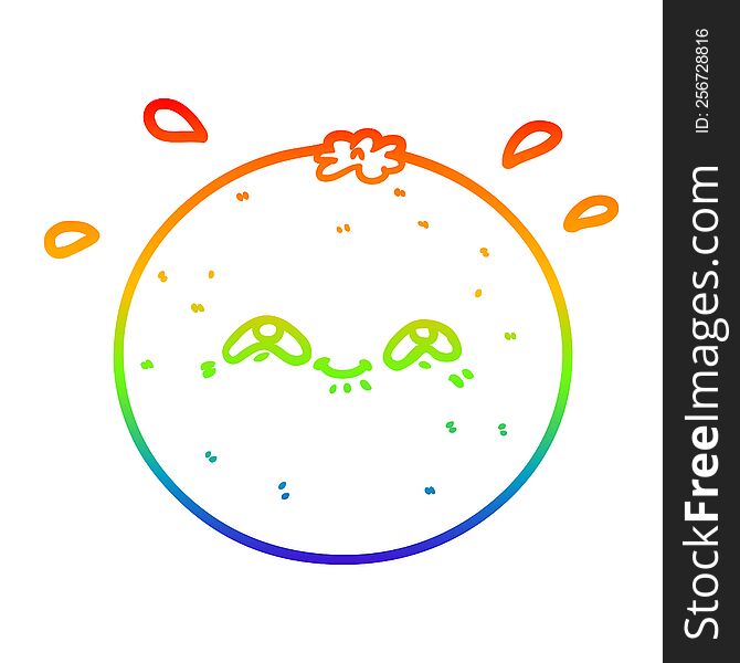 rainbow gradient line drawing of a cartoon orange