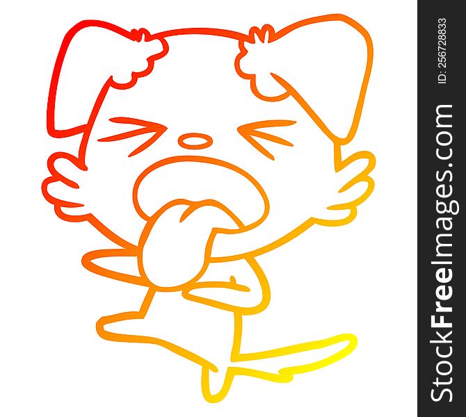Warm Gradient Line Drawing Cartoon Disgusted Dog