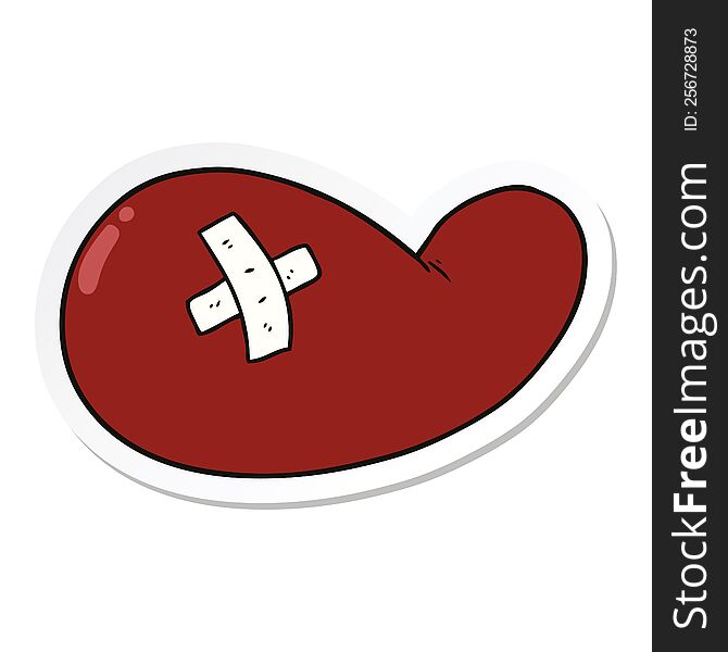 Sticker Of A Cartoon Injured Gall Bladder