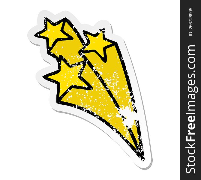 distressed sticker of a cute cartoon shooting stars