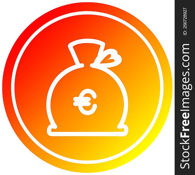 money sack circular icon with warm gradient finish. money sack circular icon with warm gradient finish