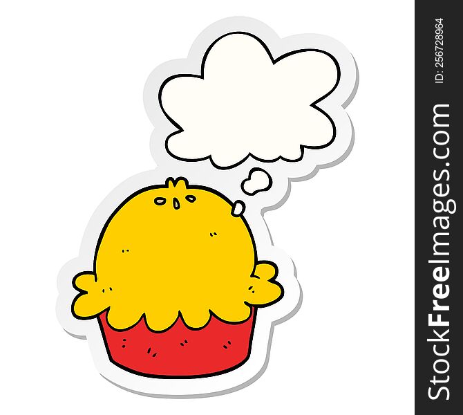 Cartoon Pie And Thought Bubble As A Printed Sticker