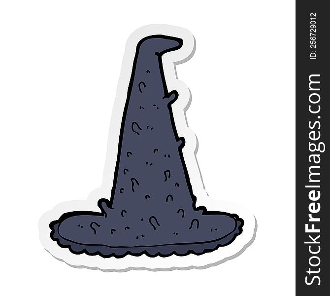 Sticker Of A Cartoon Spooky Witch Hat