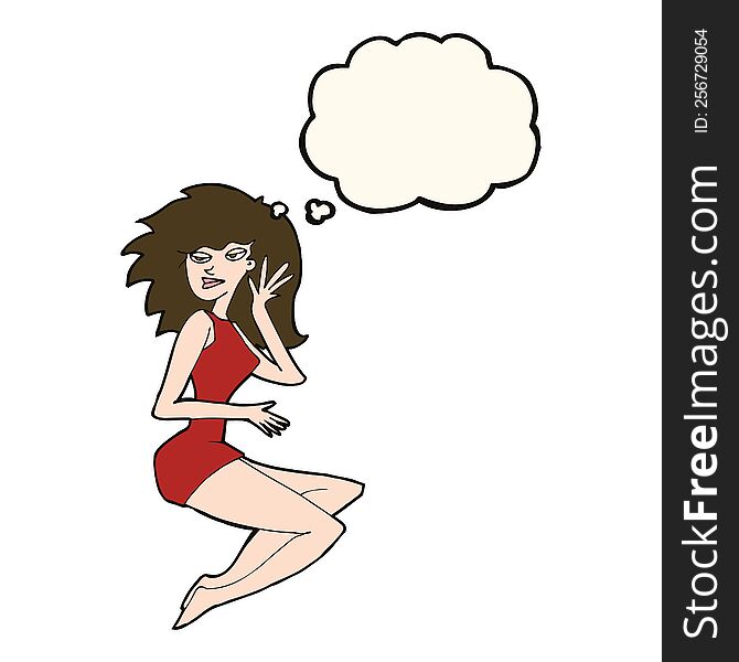 Cartoon Sexy Woman With Thought Bubble