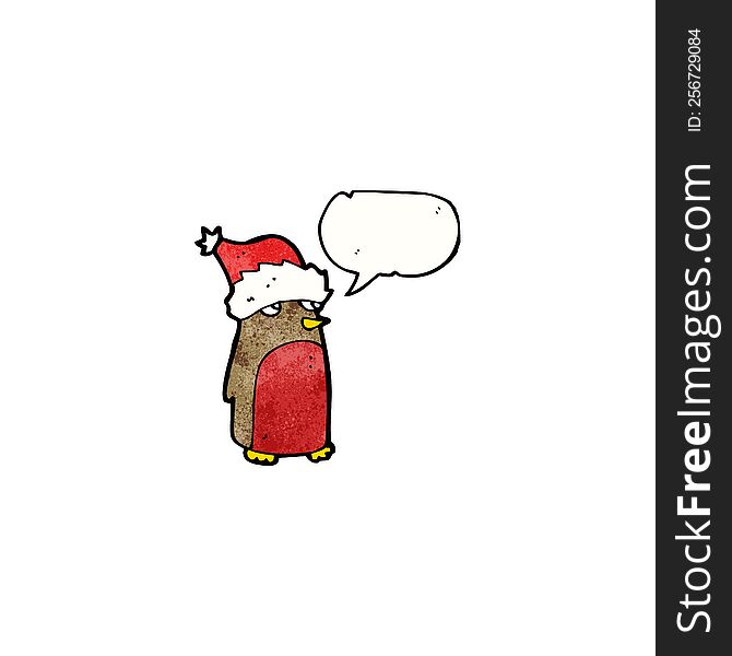 cartoon robin with santa hat