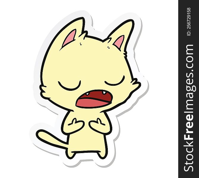 Sticker Of A Talking Cat Cartoon