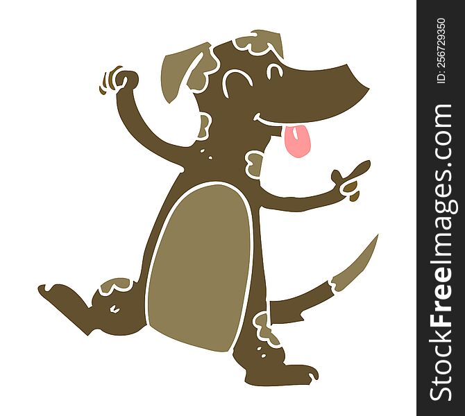 Flat Color Style Cartoon Dancing Dog