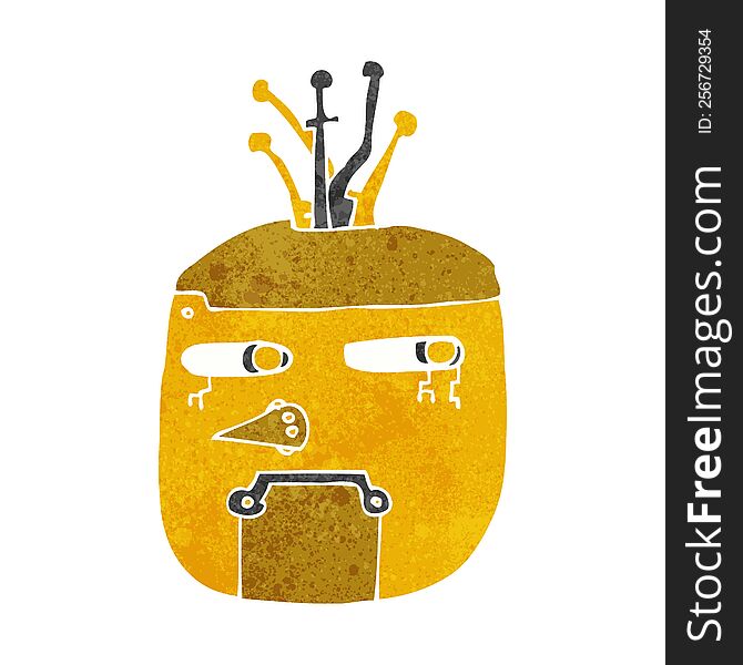 Cartoon Gold Robot Head