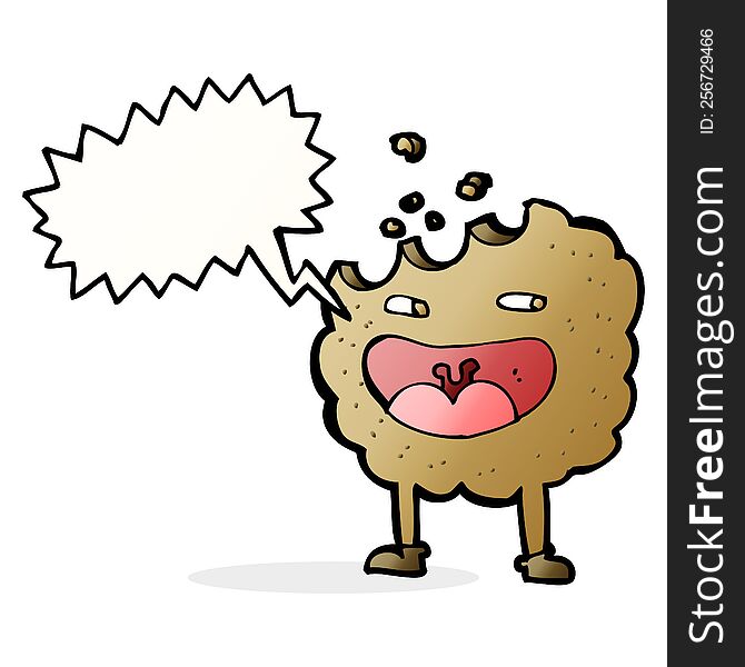 cookie cartoon character with speech bubble