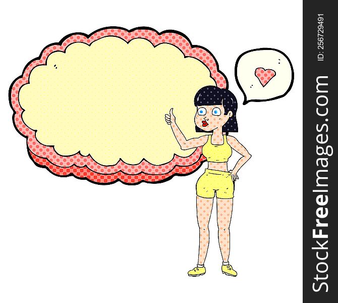 Comic Book Speech Bubble Cartoon Gym Woman