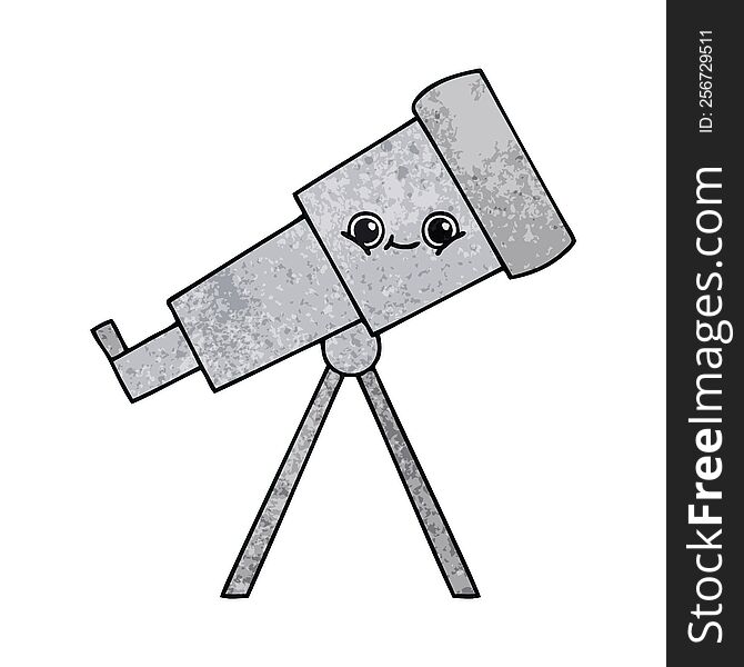 retro grunge texture cartoon of a telescope