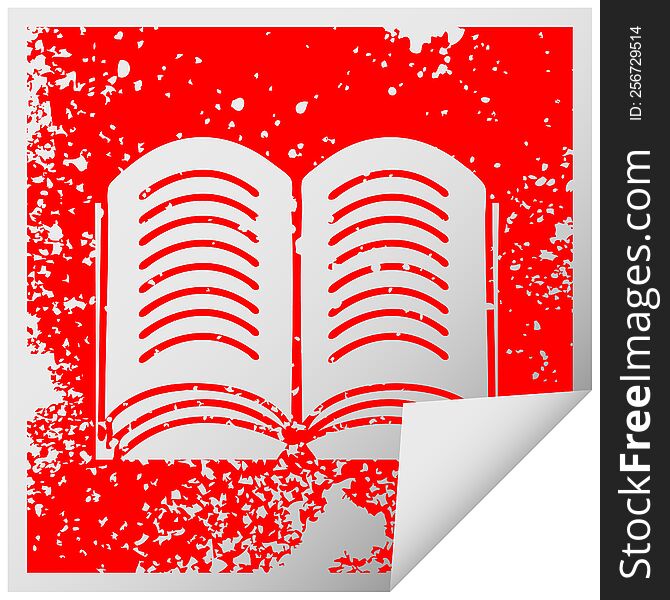 Distressed Square Peeling Sticker Symbol Open Book