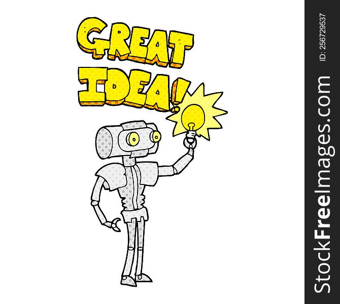 Cartoon Robot With Great Idea