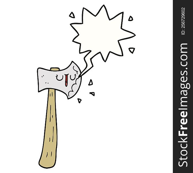 cartoon axe with speech bubble. cartoon axe with speech bubble