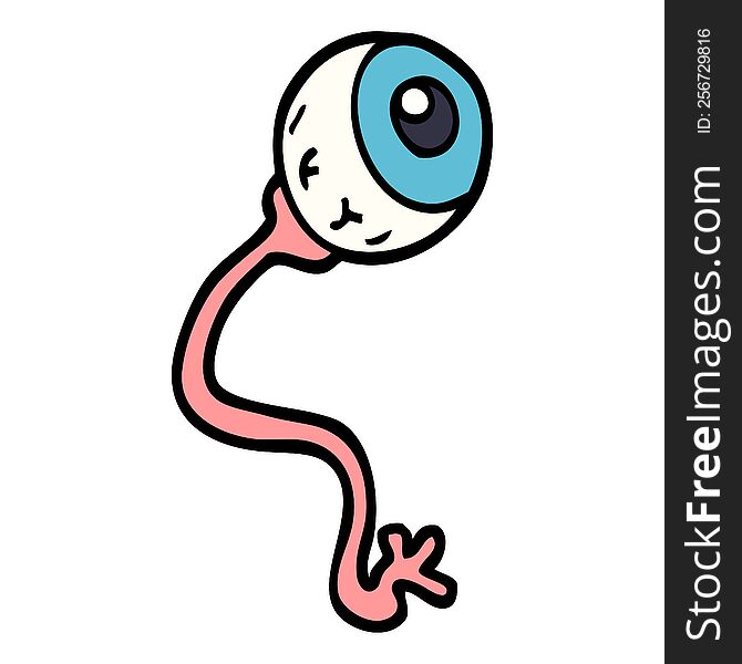 gross hand drawn doodle style cartoon eyeball