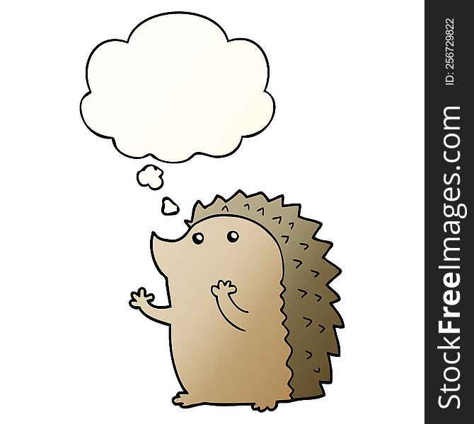 Cartoon Hedgehog And Thought Bubble In Smooth Gradient Style