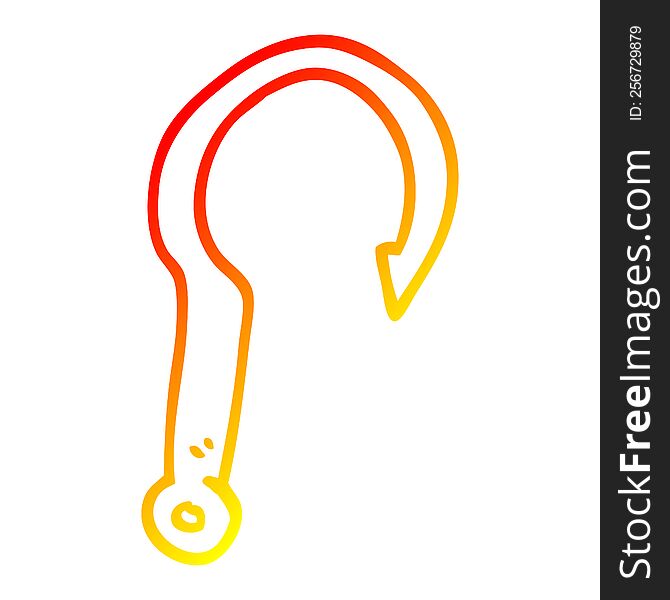 warm gradient line drawing of a cartoon fish hook