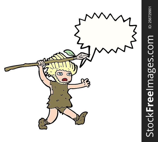 Cartoon Caveman With Speech Bubble