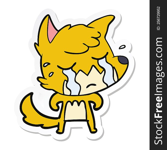 Sticker Of A Crying Fox Cartoon