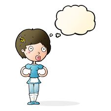 Free Cartoon Woman In French Maid Outfit With Thought Bubble Stock Photography - 256730702