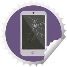 Cracked Screen Cell Phone Round Sticker Stamp Royalty Free Stock Image Cracked Screen Cell Phone Round Sticker Stamp Royalty Free Stock Image