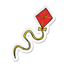 Sticker Of A Cartoon Flying Kite Royalty Free Stock Photography