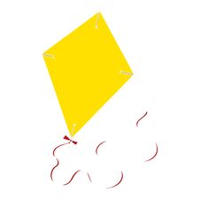 Flat Color Style Cartoon Flying Kite Royalty Free Stock Photo