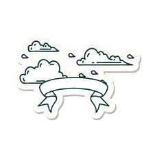 Sticker Of Tattoo Style Floating Clouds Royalty Free Stock Images